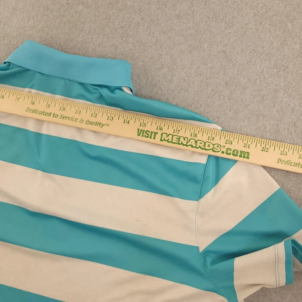 Nike Golf Dri-FIT Polo Shirt Mens XL Blue White Stripe Lake Arrowhead Top